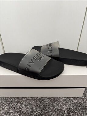 Givenchy Black Slides with Smoky Translucent Strap